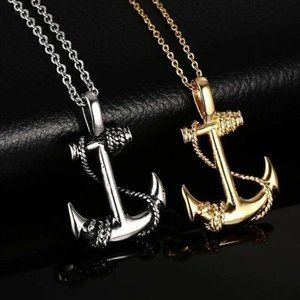 Men's Design Gold Silver Long Necklace with Arrow Pendant